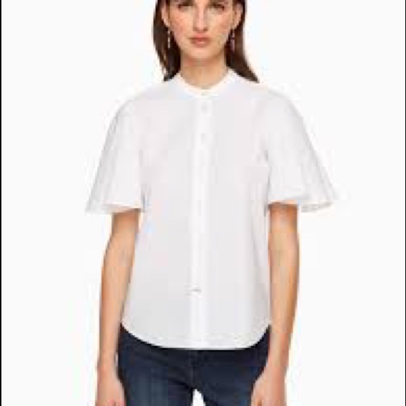 kate spade Tops - Kate Spade Poplin Flutter Sleeve Top. Medium.